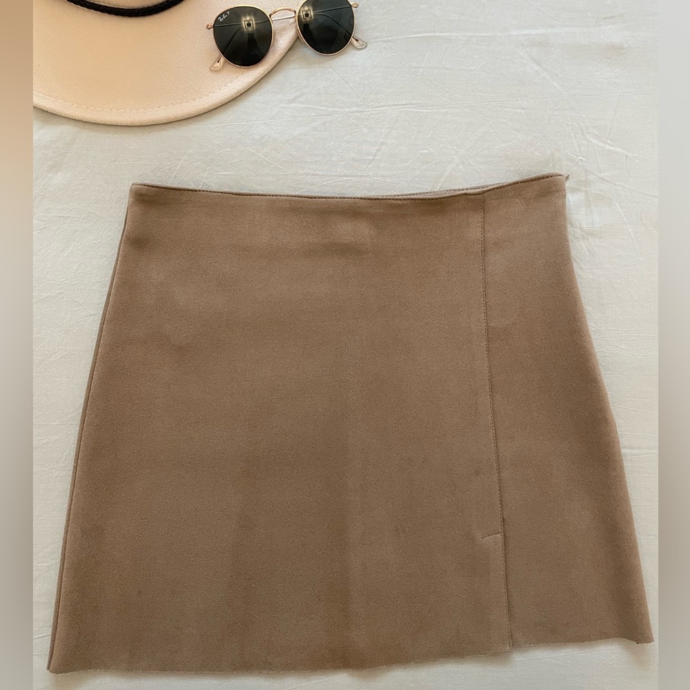Tan Mini Suede Skirt